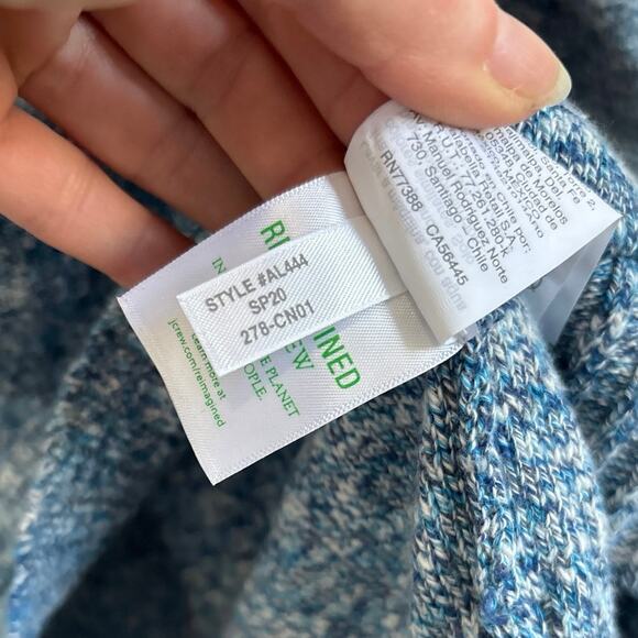 J. Crew V-Neck Cotton Blend Hoodie in Blue Marled Yarn XXL - Picture 8 of 8